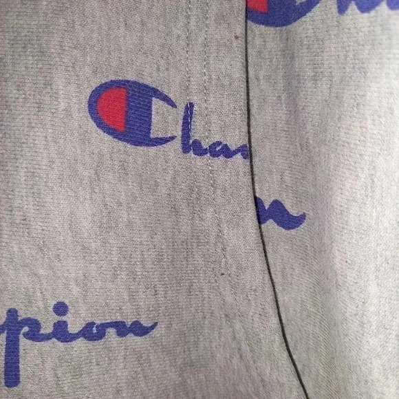 CHAMPION Reverse Weave Hoodie Mens M Sweatshirt All Over Print Sweater Gray - Picture 9 of 9